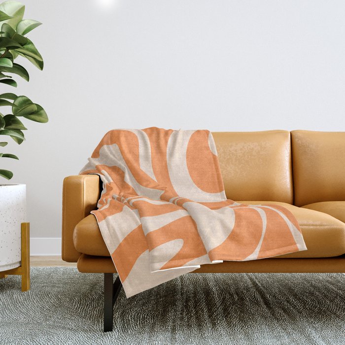 Retro Orange Modern Liquid Swirl Abstract Pattern Square Throw Blanket Gallery Image 1
