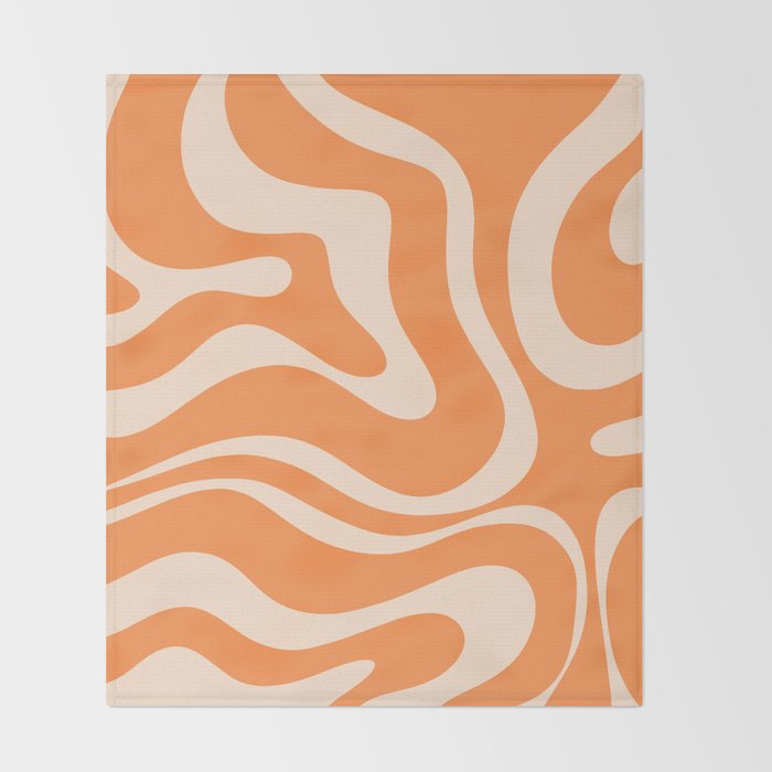 Retro Orange Modern Liquid Swirl Abstract Pattern Square Throw Blanket Gallery Image 2