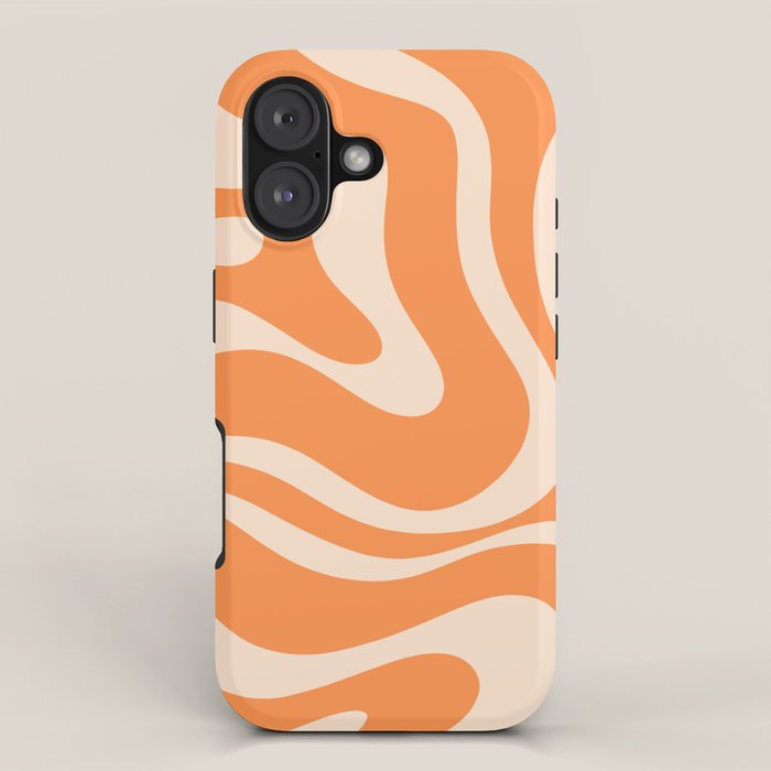 Retro Orange Modern Liquid Swirl Abstract Pattern Square iPhone Case Gallery Image 1