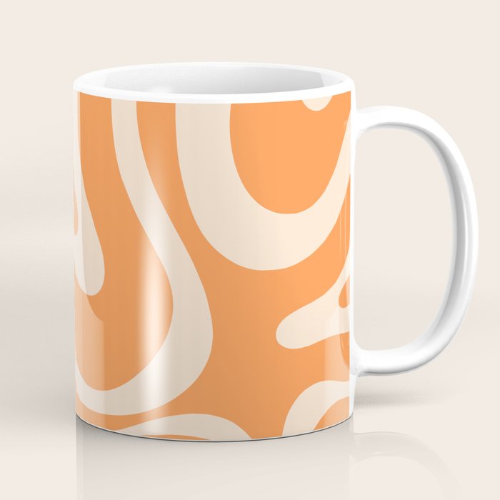 Retro Orange Modern Liquid Swirl Abstract Pattern Square Coffee Mug Gallery Image 1