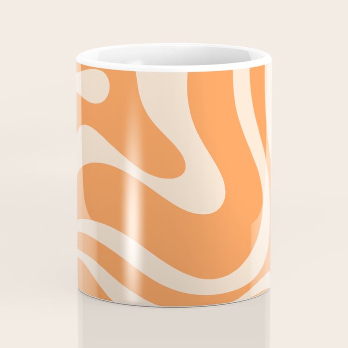 Retro Orange Modern Liquid Swirl Abstract Pattern Square Coffee Mug Gallery Image 4