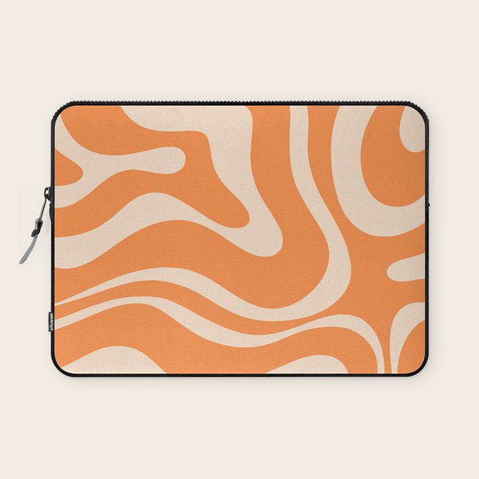 Retro Orange Modern Liquid Swirl Abstract Pattern Square Laptop Sleeve Gallery Image 1
