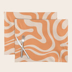 Retro Orange Modern Liquid Swirl Abstract Pattern Square Placemat Gallery Image 1