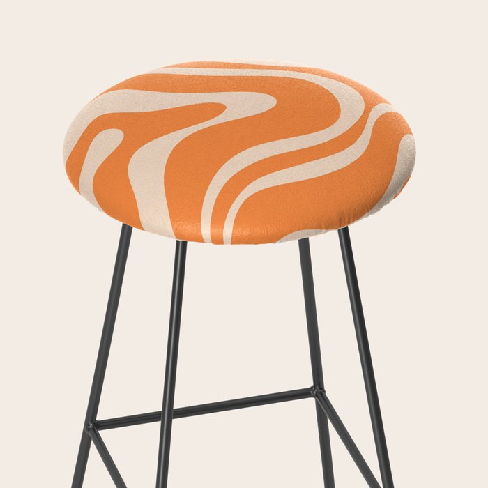 Retro Orange Modern Liquid Swirl Abstract Pattern Square Stool Gallery Image 2