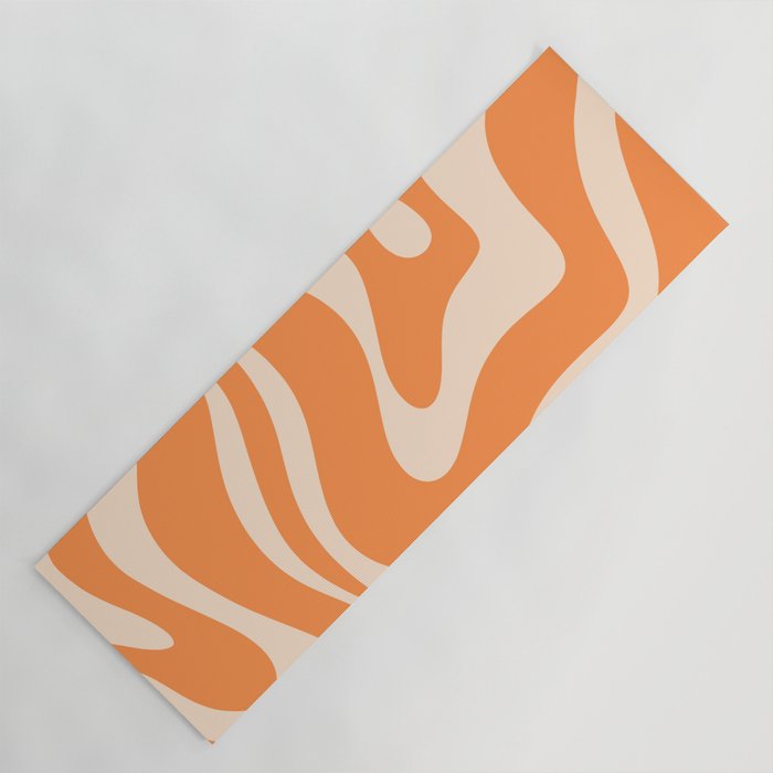 Retro Orange Modern Liquid Swirl Abstract Pattern Square Yoga Mat Gallery Image 1