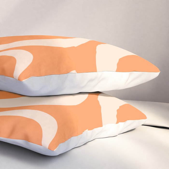 Retro Orange Modern Liquid Swirl Abstract Pattern Square Pillow Sham Gallery Image 3