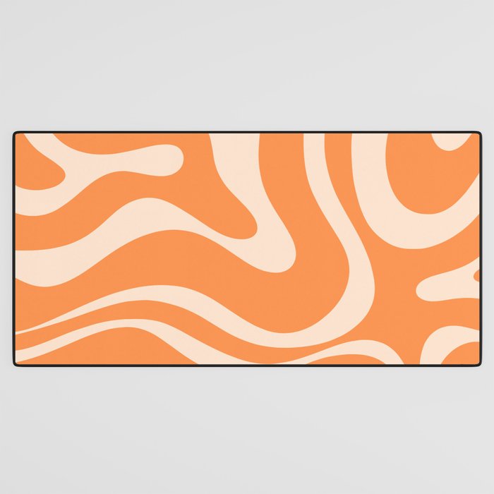 Retro Orange Modern Liquid Swirl Abstract Pattern Square Desk Mat Gallery Image 3