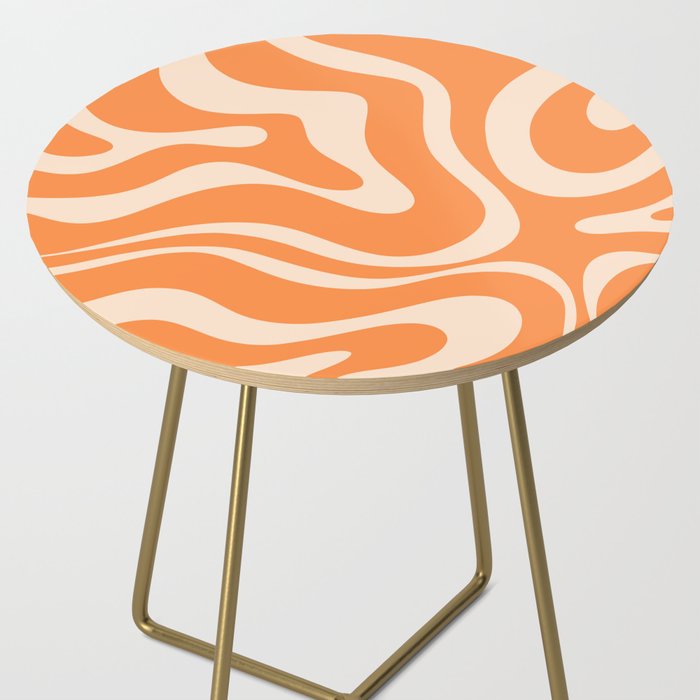 Retro Orange Modern Liquid Swirl Abstract Pattern Square Side Table Gallery Image 2
