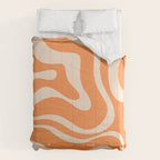 Retro Orange Modern Liquid Swirl Abstract Pattern Square Comforter Gallery Image 6