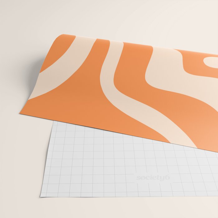Retro Orange Modern Liquid Swirl Abstract Pattern Square Wrapping Paper Gallery Image 2