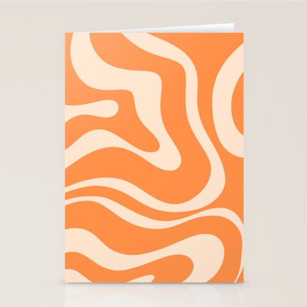 Retro Orange Modern Liquid Swirl Abstract Pattern Square Stationery Card Gallery Image 1