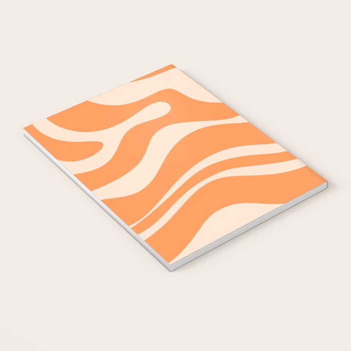 Retro Orange Modern Liquid Swirl Abstract Pattern Square Notebook Gallery Image 3