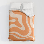 Retro Orange Modern Liquid Swirl Abstract Pattern Square Duvet Cover Gallery Image 6