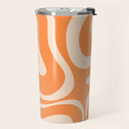 Retro Orange Modern Liquid Swirl Abstract Pattern Square Travel Mug Gallery Image 2