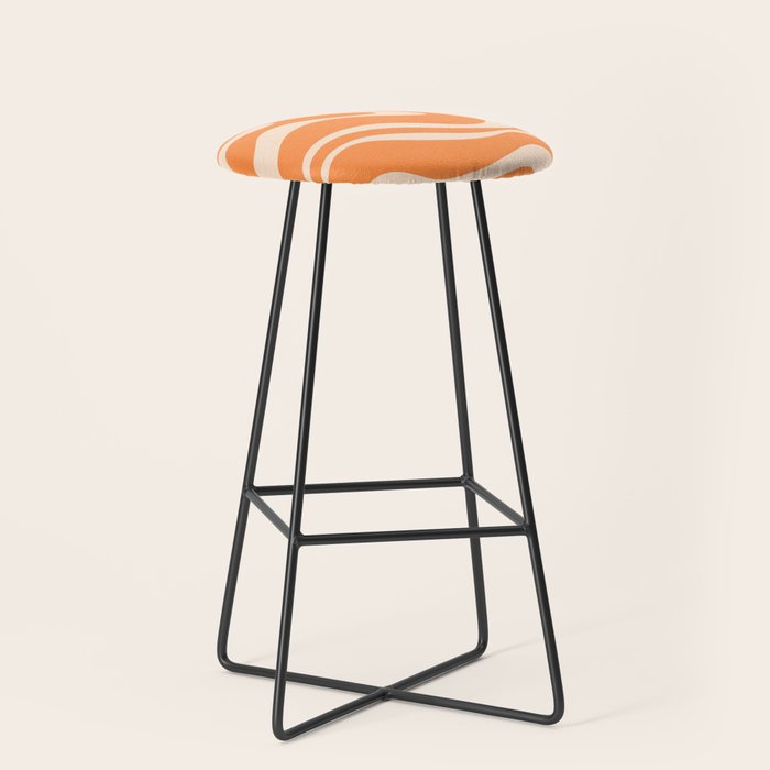 Retro Orange Modern Liquid Swirl Abstract Pattern Square Stool Gallery Image 1