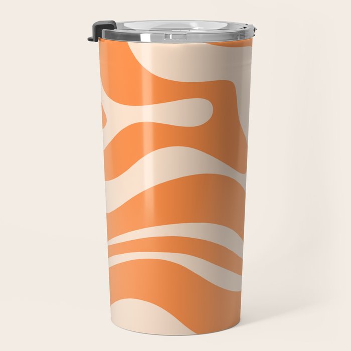 Retro Orange Modern Liquid Swirl Abstract Pattern Square Travel Mug Gallery Image 3