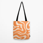 Retro Orange Modern Liquid Swirl Abstract Pattern Square Tote Bag Gallery Image 2