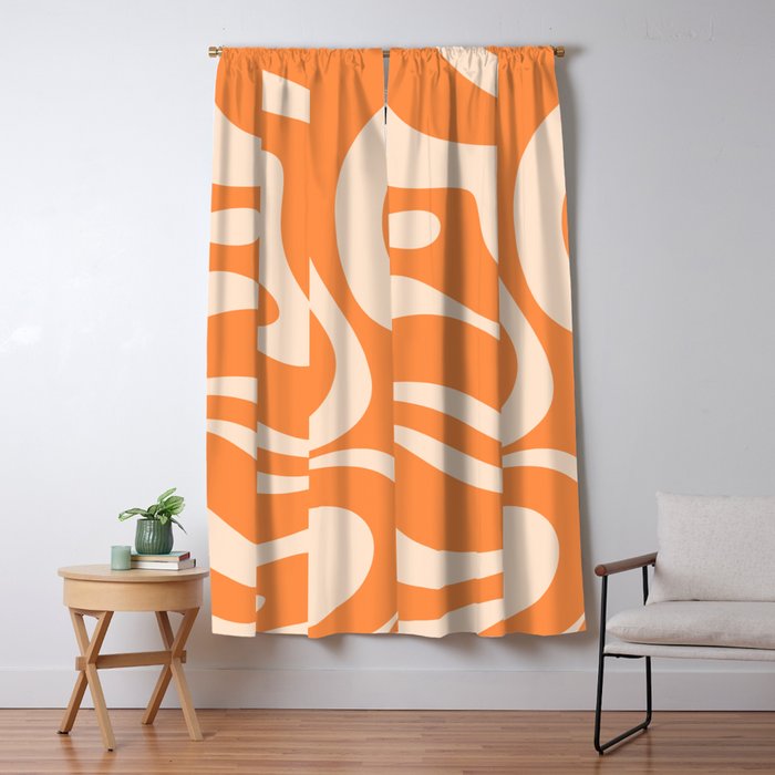 Retro Orange Modern Liquid Swirl Abstract Pattern Square Window Curtain Gallery Image 1