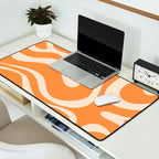 Retro Orange Modern Liquid Swirl Abstract Pattern Square Desk Mat Gallery Image 2