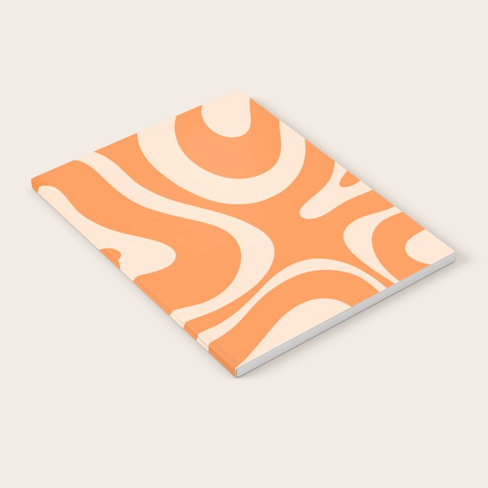 Retro Orange Modern Liquid Swirl Abstract Pattern Square Notebook Gallery Image 2