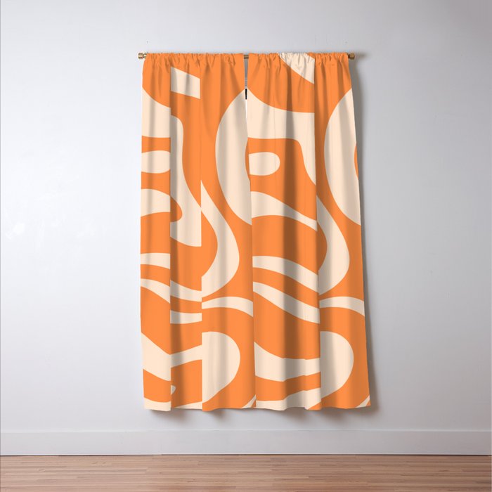 Retro Orange Modern Liquid Swirl Abstract Pattern Square Window Curtain Gallery Image 3
