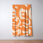 Retro Orange Modern Liquid Swirl Abstract Pattern Square Window Curtain Gallery Image 3