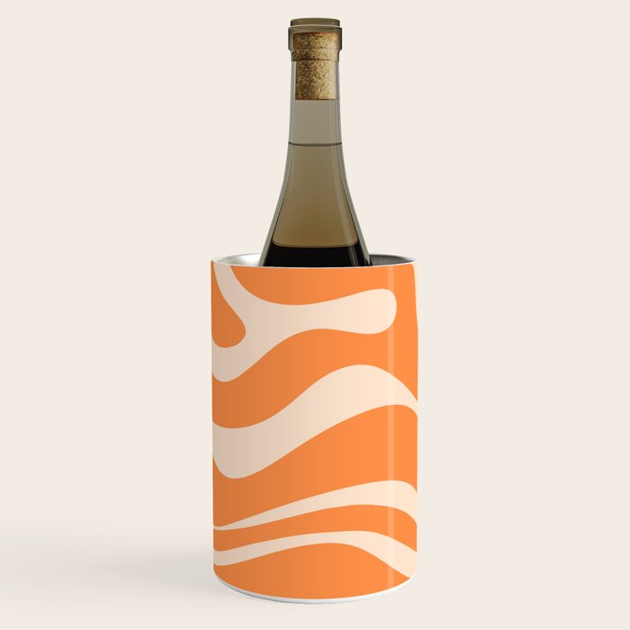 Retro Orange Modern Liquid Swirl Abstract Pattern Square Wine Chiller Gallery Image 2