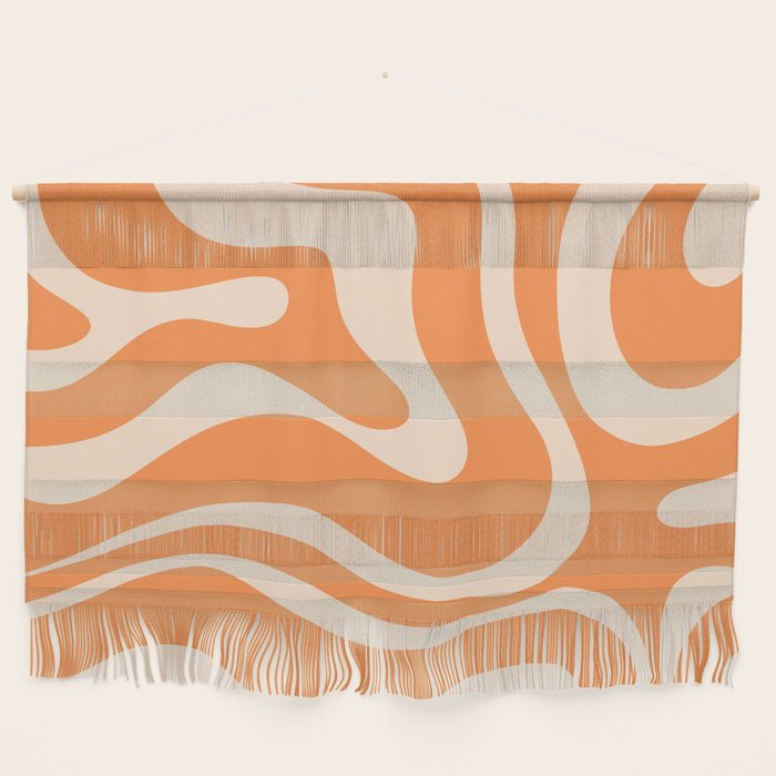 Retro Orange Modern Liquid Swirl Abstract Pattern Square Wall Hanging Gallery Image 1