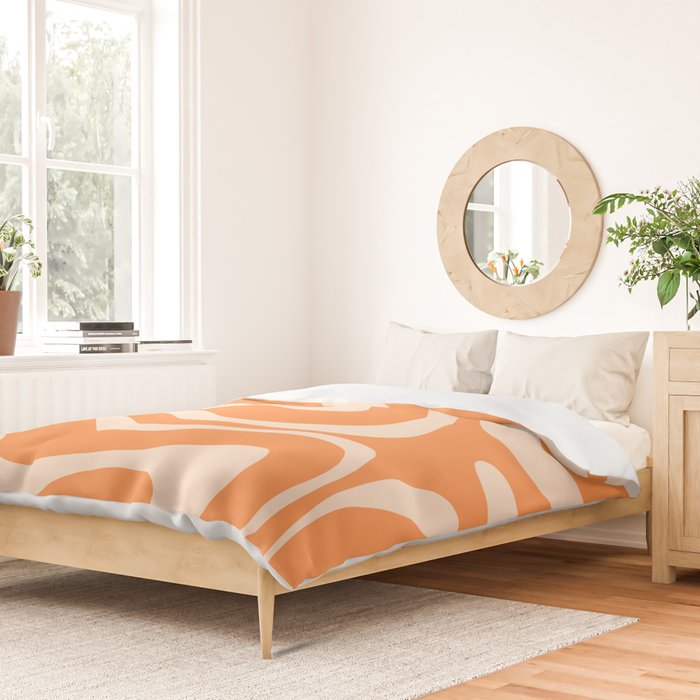 Retro Orange Modern Liquid Swirl Abstract Pattern Square Duvet Cover Gallery Image 2