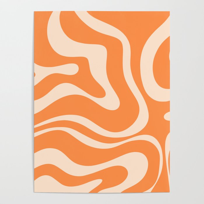 Retro Orange Modern Liquid Swirl Abstract Pattern Square Poster Gallery Image 4