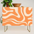 Retro Orange Modern Liquid Swirl Abstract Pattern Square Credenza Gallery Image 1