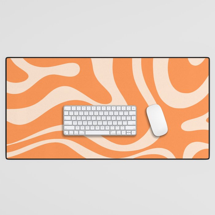 Retro Orange Modern Liquid Swirl Abstract Pattern Square Desk Mat Gallery Image 1
