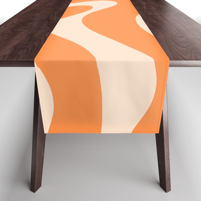 Retro Orange Modern Liquid Swirl Abstract Pattern Square Table Runner Gallery Image 1