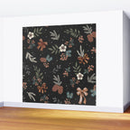 Vintage Winter Foliage with Berries, Pinecones and Ribbons on Black Wall Mural Gallery Image 2