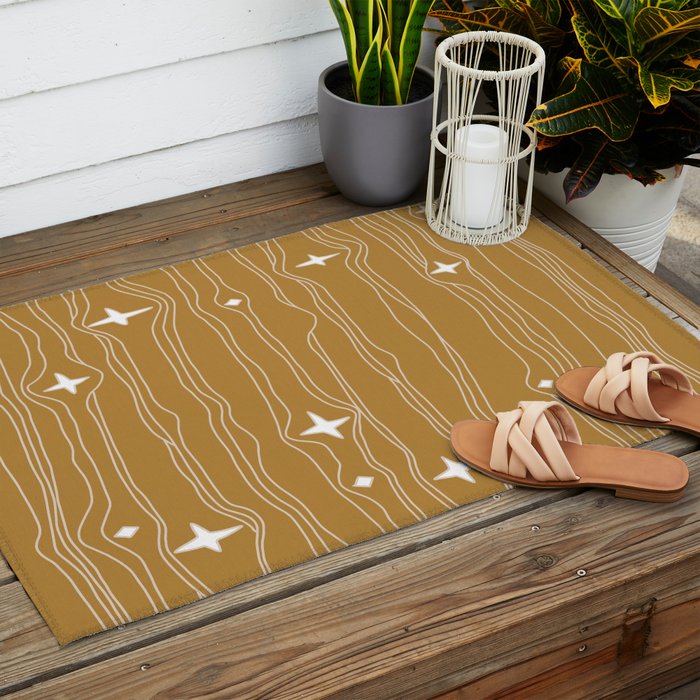 star fabric gold Outdoor Rug Gallery Image 2
