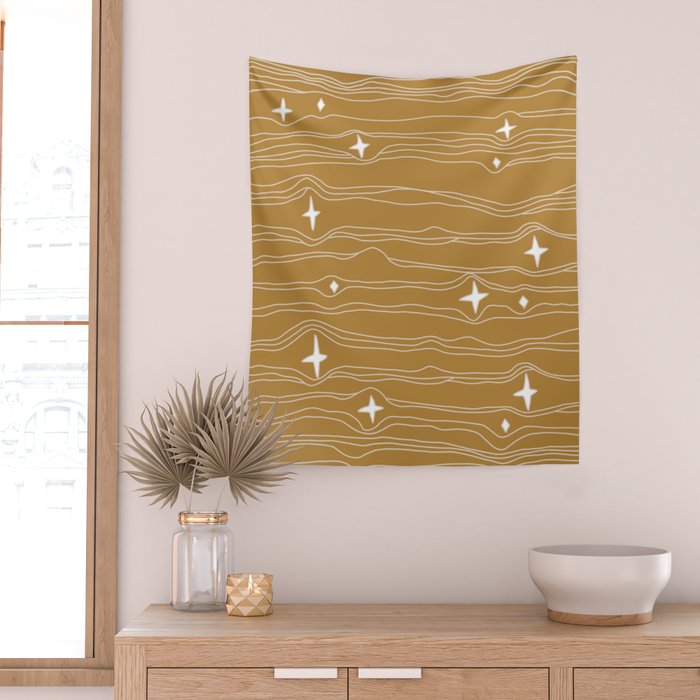 star fabric gold Wall Tapestry Gallery Image 2