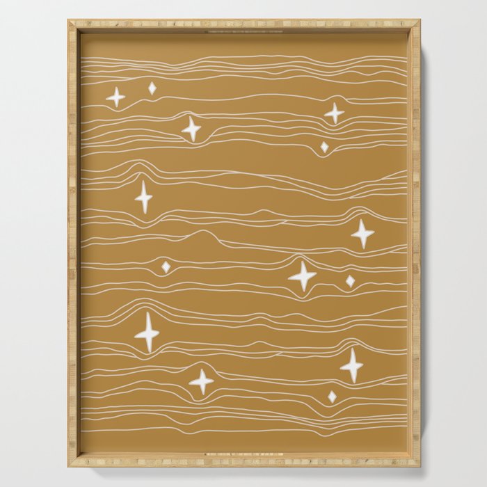 star fabric gold Serving Tray Gallery Image 1