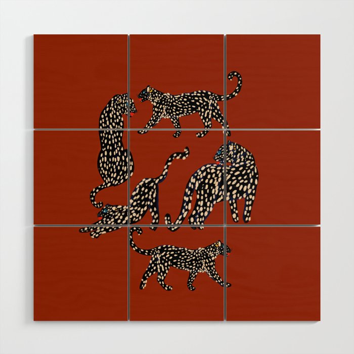 Modern black cheetah with white dots  Wood Wall Art Gallery Image 1