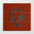 Modern black cheetah with white dots  Wood Wall Art Gallery Image 1