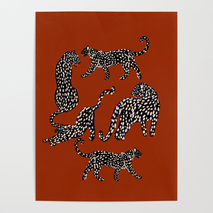 Modern black cheetah with white dots  Poster Gallery Image 4