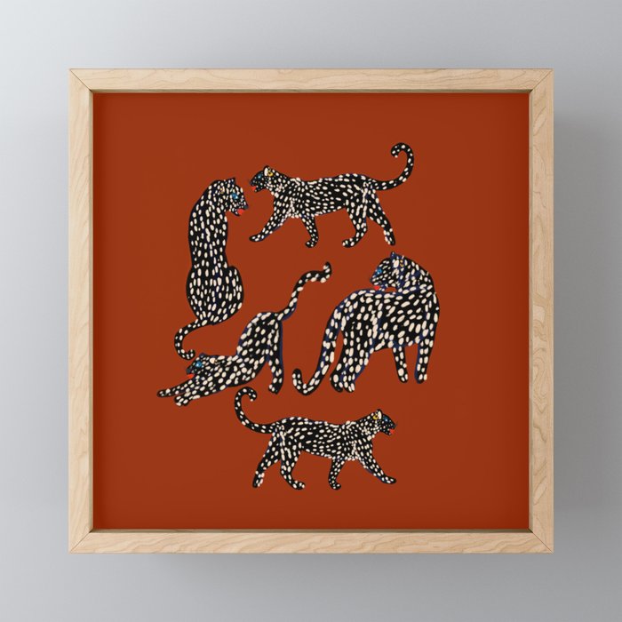 Modern black cheetah with white dots  Mini Art Print Gallery Image 1