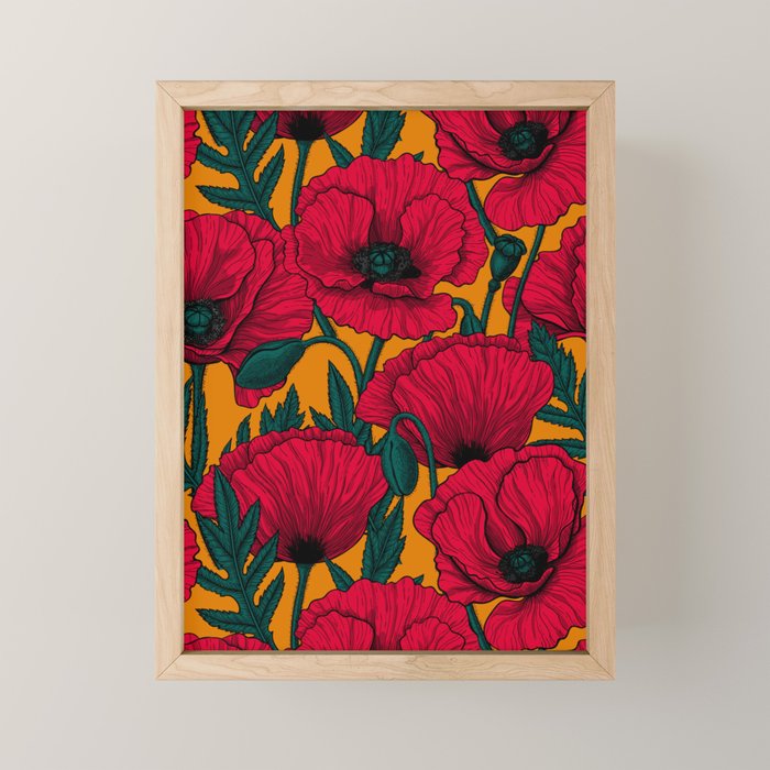 Red poppy garden    Mini Art Print Gallery Image 1