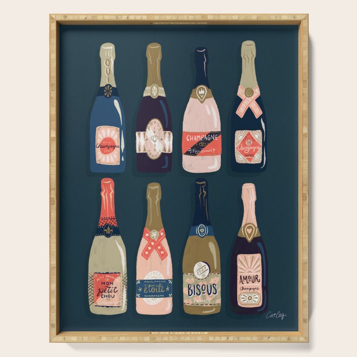 French Champagne Collection â Teal Serving Tray Gallery Image 1