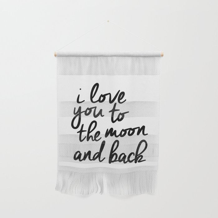 I Love You to the Moon and Back black-white kids room typography poster home wall decor canvas Wall Hanging Gallery Image 1