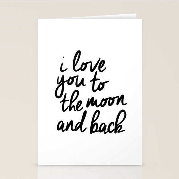 I Love You to the Moon and Back black-white kids room typography poster home wall decor canvas Stationery Card Gallery Image 2