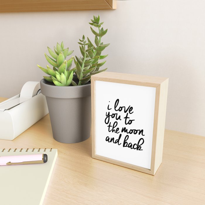 I Love You to the Moon and Back black-white kids room typography poster home wall decor canvas Mini Art Print Gallery Image 2