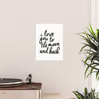 I Love You to the Moon and Back black-white kids room typography poster home wall decor canvas Poster Gallery Image 2