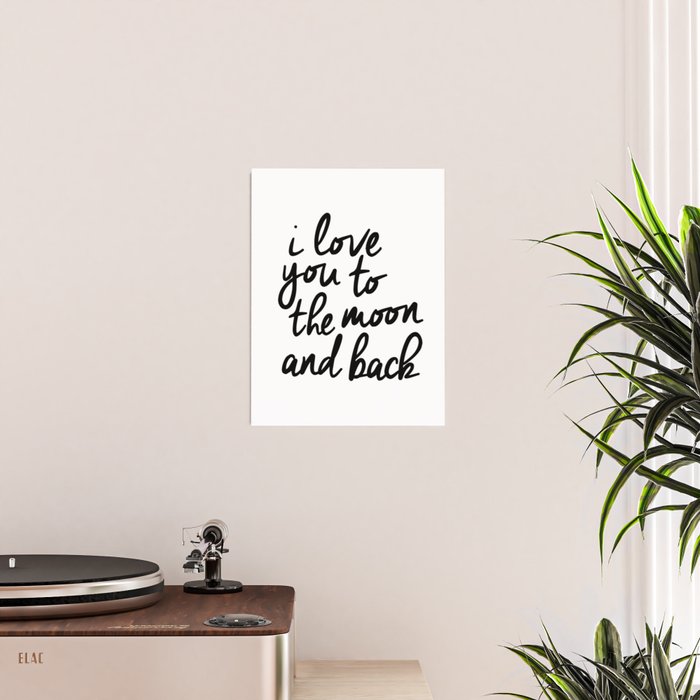 I Love You to the Moon and Back black-white kids room typography poster home wall decor canvas Poster Gallery Image 2