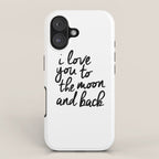 I Love You to the Moon and Back black-white kids room typography poster home wall decor canvas iPhone Case Gallery Image 1