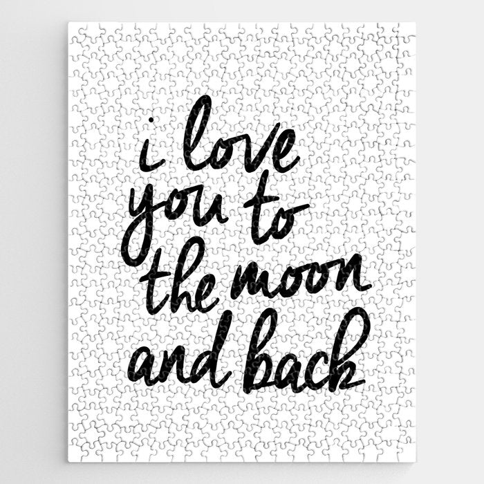 I Love You to the Moon and Back black-white kids room typography poster home wall decor canvas Jigsaw Puzzle Gallery Image 1